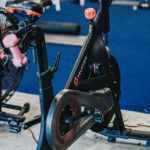 Peloton bike sitting in a gym